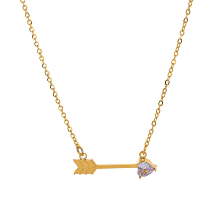Titanium Steel High Color Retention Twelve Birthstone Necklace Ins12 Birthstone One Arrow Through Heart Pendant Necklace 18K Gold