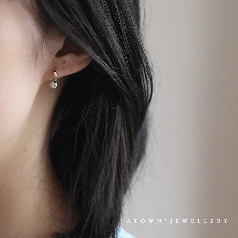 Shining S925 Sterling Silver K Gold Plated Ear Cuff Bare Single Zircon Diamond Versatile Daily Elegant Temperament Smooth K Gold Ear Hoop Ear Cuff
