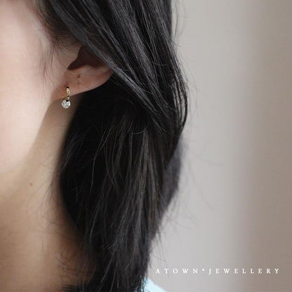 Shining S925 Sterling Silver K Gold Plated Ear Cuff Bare Single Zircon Diamond Versatile Daily Elegant Temperament Smooth K Gold Ear Hoop Ear Cuff