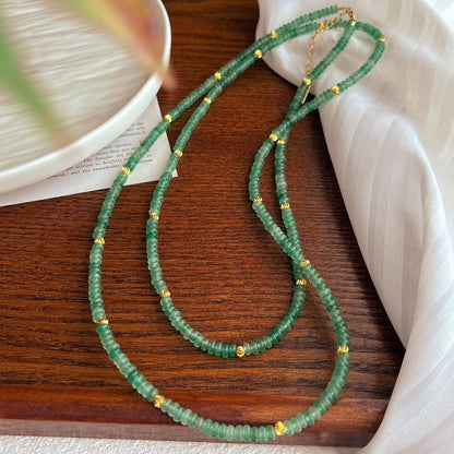 Vintage Natural Dongling Jade UFO Bead Long Necklace with Atmosphere and Multiple Wearing Methods Choker