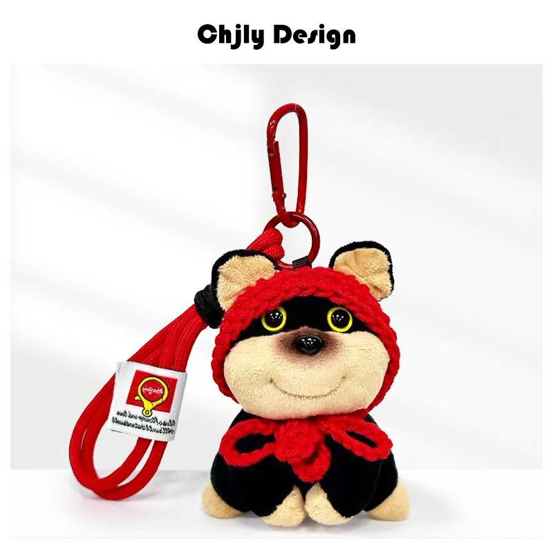 Bee Puppy Backpack with Hat Plush Doll Pendant Bag Pendant Bag Decoration Couple Funny Keychain Doll