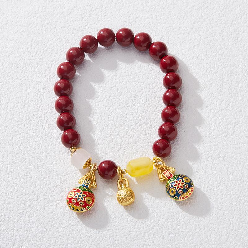 Natural Raw Mineral Purple Gold Sand Cinnabar Bracelet for Women, Gold-Sucking Beast Perfect Bracelet, Zodiac Year Gift