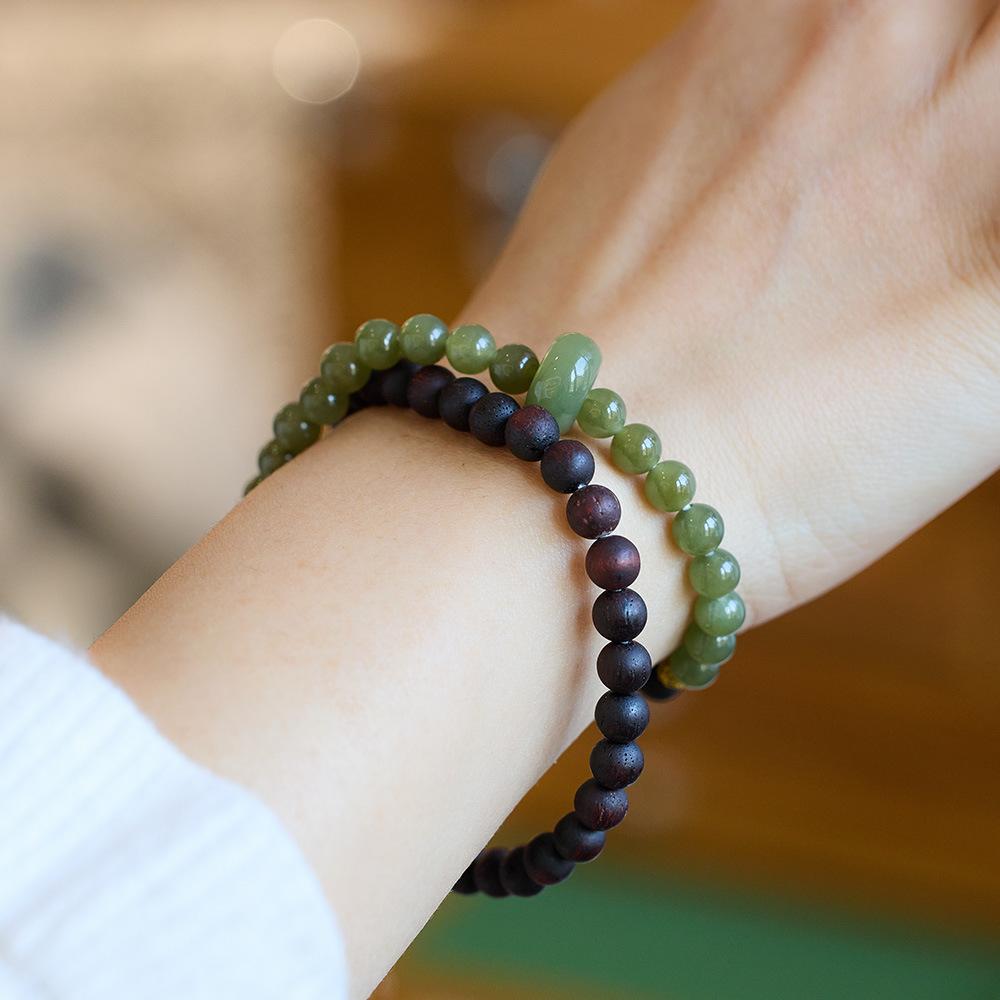 Natural Hainan Descending True Bracelet Hetian Jade Double Layer Bracelet Taoist Temple Incense Chicken Bone Incense Myanmar Descending True Incense