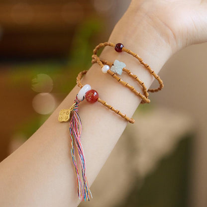 Nanhong Dream Bamboo Knot Olive Stone Bracelet Star Moon Bodhi Red Agate Heart Sutra Three-Circle Multi-Treasure Bracelet