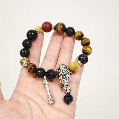 Black Myth Sun Wukong Natural Tiger Eye Stone Bracelet Obsidian Cultural Play Bracelet Personalized Gift for Men