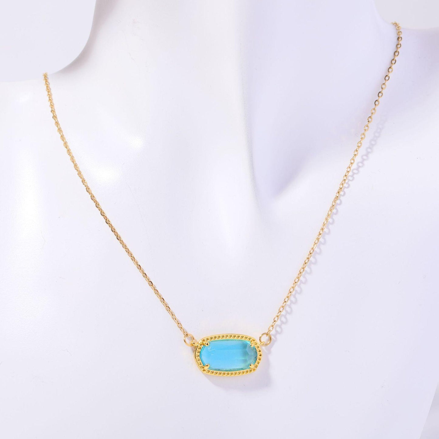 Natural Stone 12 Birthstone Necklace Crystal Pendant Bracelet Light Luxury Electroplated Real Gold Color Retention
