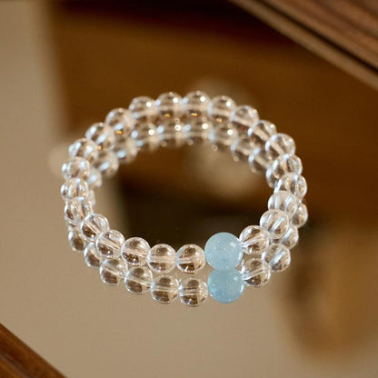 8MM White Crystal Bracelet Female Aquamarine Hand String High Sense Transparent Crystal Bracelet