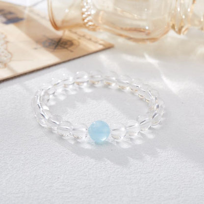8MM White Crystal Bracelet Female Aquamarine Hand String High Sense Transparent Crystal Bracelet