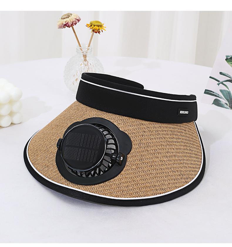 Solar Charging Fan Hat for Girls, Open Weave Wide Brim Hat, Parent-Child Outdoor Sun Hat, Sun Protection, Travel, Adult Style