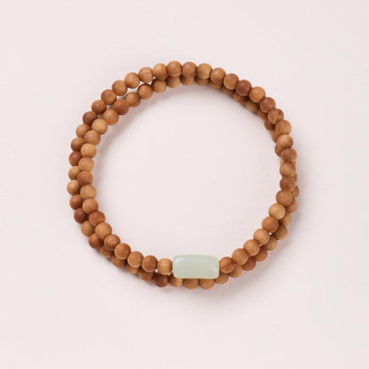 Temple Style Natural Milk Fragrance Barbie Sandalwood Bracelet Hetian Jade New Chinese Style High-end Sandalwood Bracelet