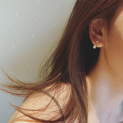 S925 Sterling Silver 14K Gold Plated Mini Earrings for Women Japanese Retro Versatile Commuting Simple Personality Temperament