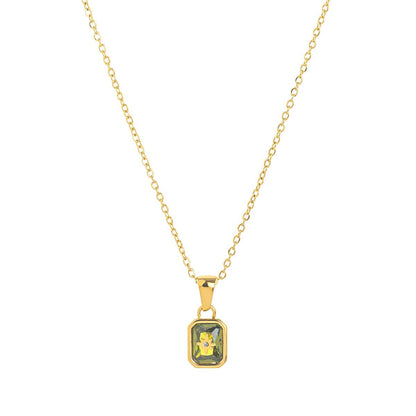 Titanium Steel High Color Retention European and American New North Star Birthstones Necklace 12 Birthday Crystal XINGX Clavicle Pendant Necklace