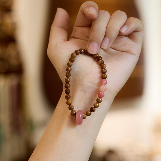 Natural Kuk Bodhi Bracelet Salt Source Agate Simple New Chinese Style Design Cultural Play Bracelet Gift for Best Friend