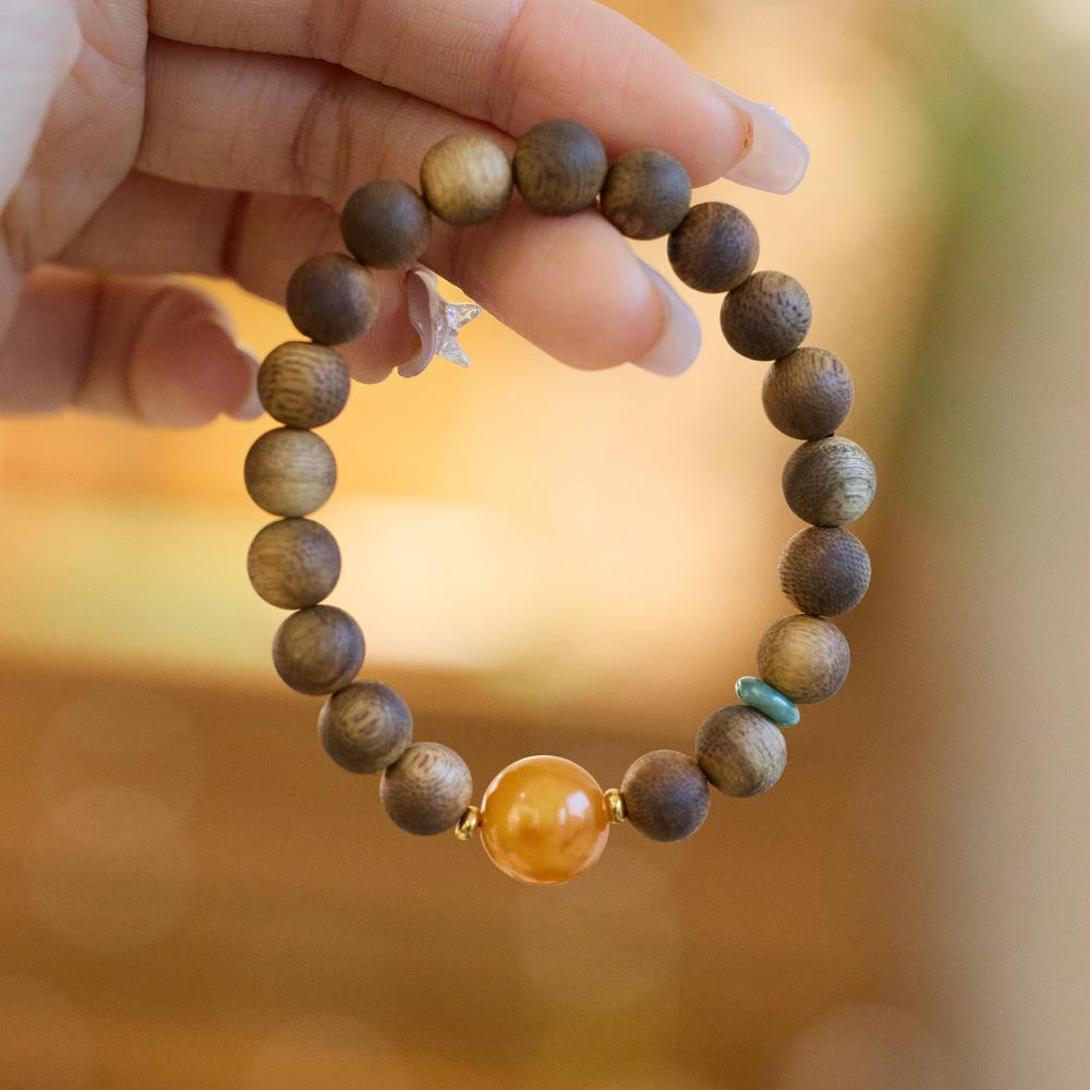 Hainan Natural Qinan Agarwood Bracelet Southern Red Pixiu Bodhisattva Chess Agarwood Beaded Bracelet Buddhist Prayer Beads