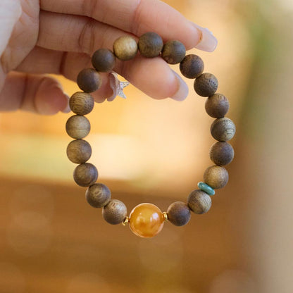 Hainan Natural Qinan Agarwood Bracelet Southern Red Pixiu Bodhisattva Chess Agarwood Beaded Bracelet Buddhist Prayer Beads