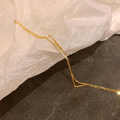 S925 Silver Plated 14K Gold Double Layer Stacked Delicate Zircon Bracelet for Women Ins Niche Design High-end Minimalist Style