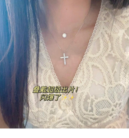 Mermaid Tears Necklace Ladies New Moissanite Invisible Fishing Line Minority All-Match Sterling Silver Clavicle Chain