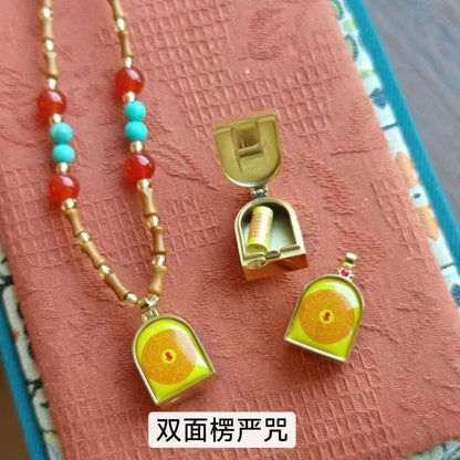 Tibetan Style Zakiram Zodiac Birth Buddha Necklace Thangka Gawu Box New Chinese Style Olive Core Bamboo Knot Pendant