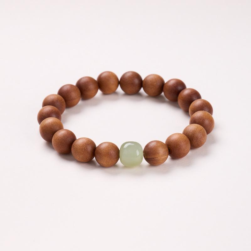 Temple Style Natural Milk Fragrance Barbie Sandalwood Bracelet Hetian Jade New Chinese Style High-end Sandalwood Bracelet