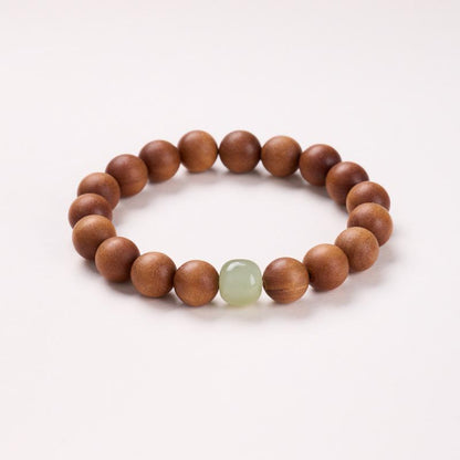 Temple Style Natural Milk Fragrance Barbie Sandalwood Bracelet Hetian Jade New Chinese Style High-end Sandalwood Bracelet