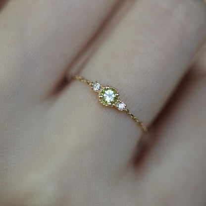S925 Little Jasmine Gold Olive Adjustable Chain Pure Silver Ring for Women Japanese Style Niche High-end Jewelry