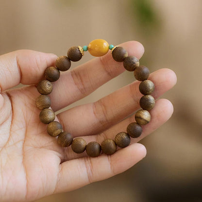 Hainan Natural Qinan Agarwood Bracelet Southern Red Pixiu Bodhisattva Chess Agarwood Beaded Bracelet Buddhist Prayer Beads