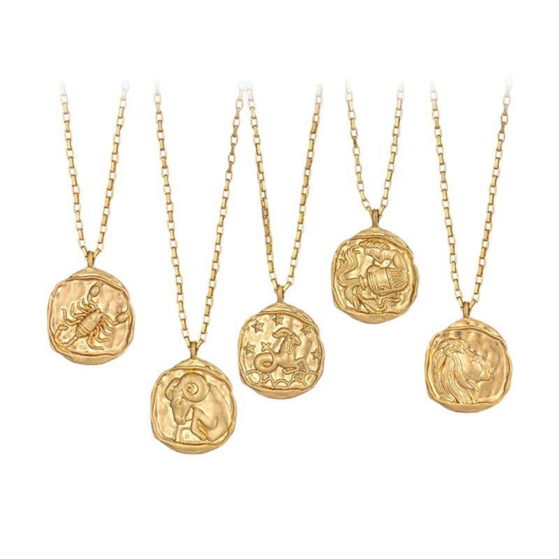 Twelve Constellation Pendant Necklace Furnace Vacuum Electroplating 18k Gold 12 Constellations