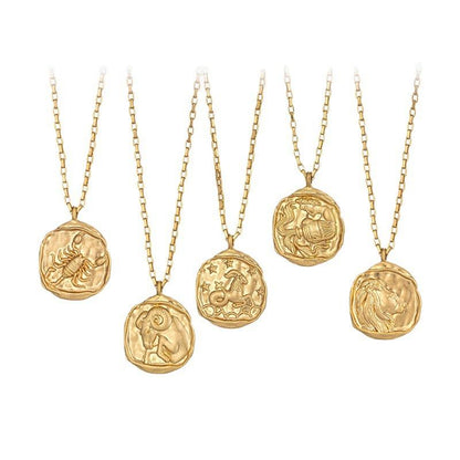 Twelve Constellation Pendant Necklace Furnace Vacuum Electroplating 18k Gold 12 Constellations