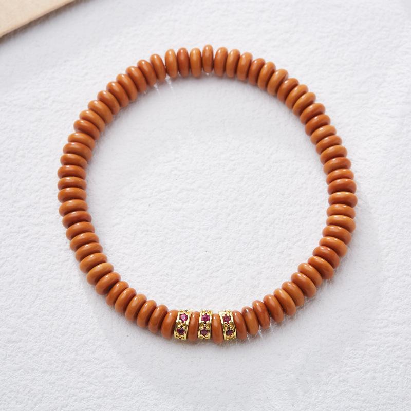 Natural Olive Stone Bodhi Bracelet Multi-Gemstone Gold Diamond Medicine Tablet Bracelet High-End Sense Cultural Play Bracelet Best Friend Gift