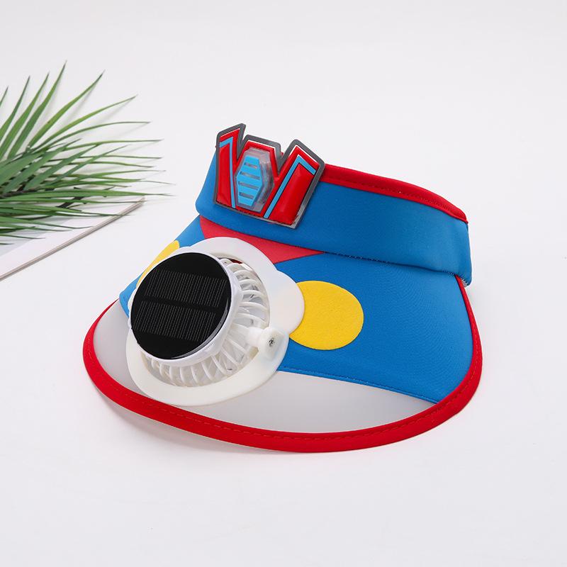 Children's Solar Charging Fan Hat Cartoon Boys and Girls Big Kids Outdoor Summer Sunshade Sun Protection Visor Hat