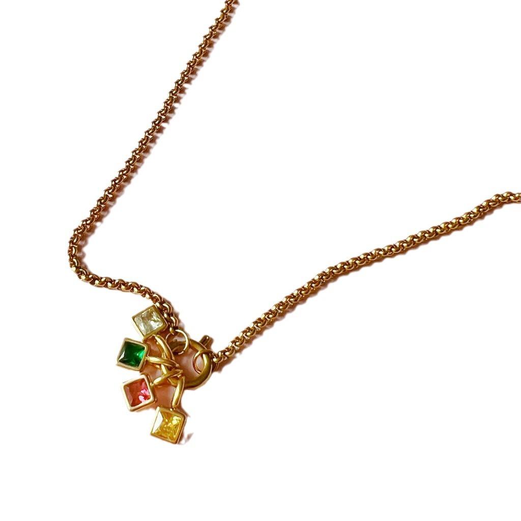 Titanium Steel 12 Birthstone Pendant DIY Accessories Necklace for Women Twelve Colorful Birthstone Cubic Zirconia Pendant