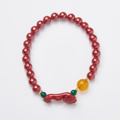 Xiangxi Original High-Content Imperial Sand Bracelet Good Luck and Success Cinnabar Bracelet Zodiac Year Gift
