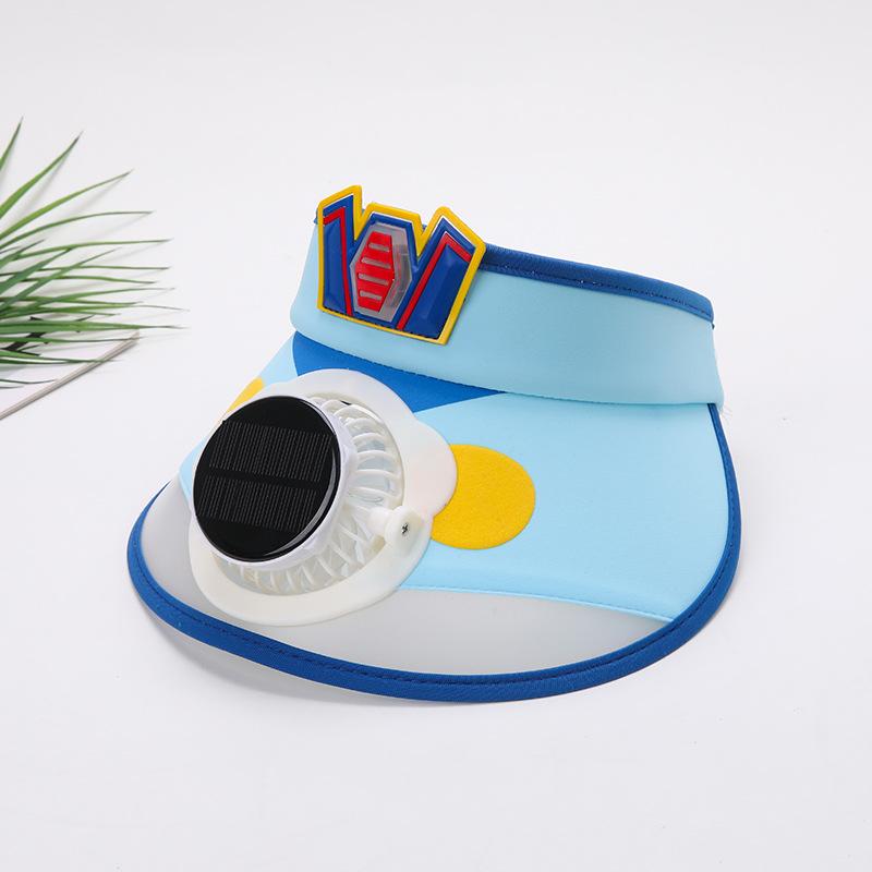 Children's Solar Charging Fan Hat Cartoon Boys and Girls Big Kids Outdoor Summer Sunshade Sun Protection Visor Hat