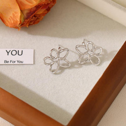 Non-Pierced Ear Clips Monet Garden Hollow Flower Earrings Fashion French Style Elegant Girl Versatile Simple Light Luxury Ear Clips