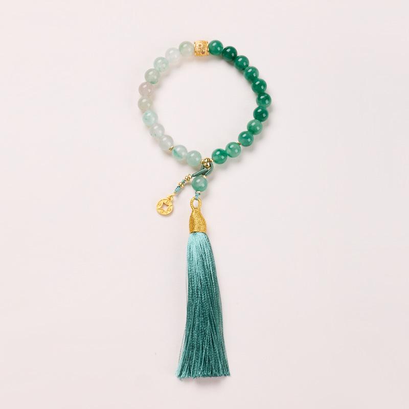 Natural 8MM African Jade Bracelet Neon Jade Necklace Earrings Bracelet Festival Chinese Style Gift