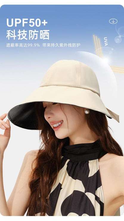 Spring and Summer New Sun Hat Large Brim Vinyl Sun Protection Hat Women UV Protection Foldable Sun Hat