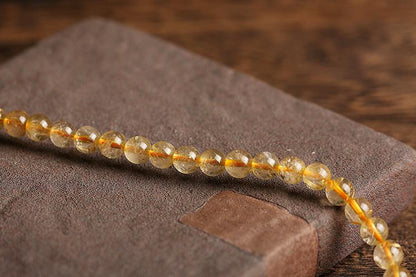 Natural Golden Rutilated Quartz Bracelet Wrapped 3 Times 6mm Golden Rutilated Quartz Multi-Wrap Bracelet Titanium Quartz Bead Bracelet Crystal Round and Full