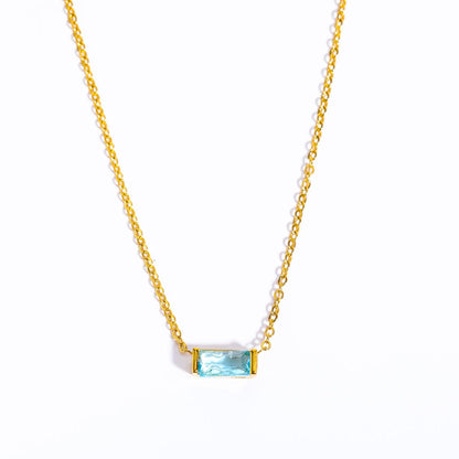 Titanium Steel Birthstone 12 Birthstone Zircon Necklace Monthly Stone Women High Color Retention Ins Necklace