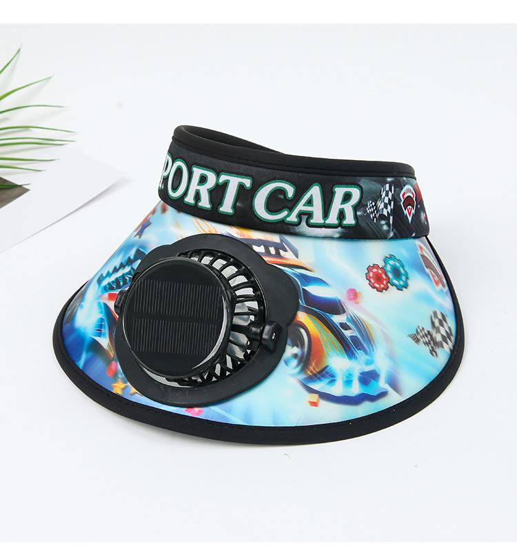 Children's Solar Charging Fan Hat Cartoon Boys and Girls Big Kids Outdoor Summer Sunshade Sun Protection Visor Hat