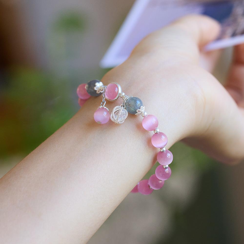Cat's Eye Stone Bracelet for Women, Ins Niche Design, Simple Crystal Jewelry, Moonstone Bracelet, Best Friend Gift