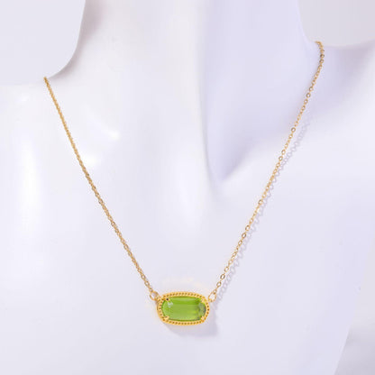 Natural Stone 12 Birthstone Necklace Crystal Pendant Bracelet Light Luxury Electroplated Real Gold Color Retention