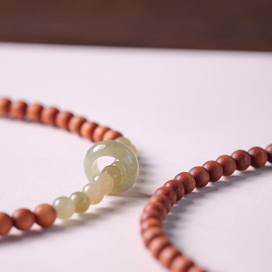 Qingshan Dai Lingyin Milk Fragrance Sandalwood Hetian Running Ring Double Circle Bracelet Ethnic Style Simple Jade Bracelet Couple Style