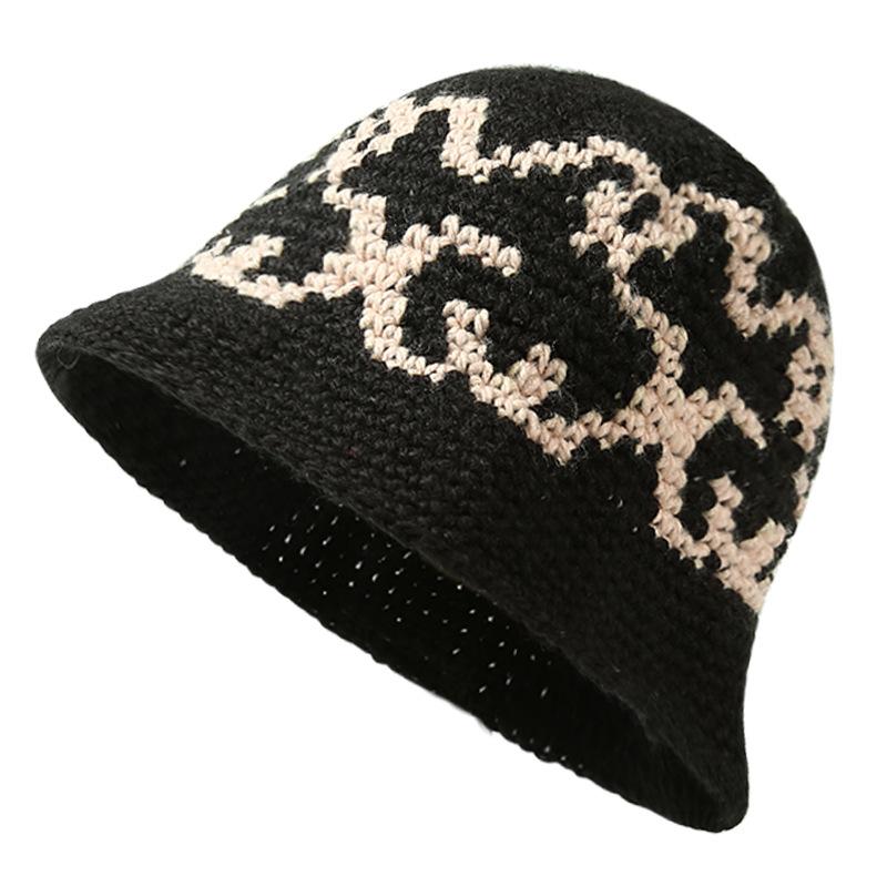 Autumn Winter Versatile Knitted Fisherman Hat for Women Korean Style Ins Fashion Warm Woolen Bucket Hat Retro Artistic Bucket Hat