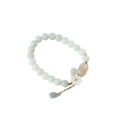 Original Natural Emerald Bracelet 14K Gilded Hanging Natural Shell Flower Jade Droplet Type Jade Jewelry