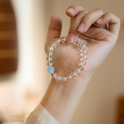 8MM White Crystal Bracelet Female Aquamarine Hand String High Sense Transparent Crystal Bracelet
