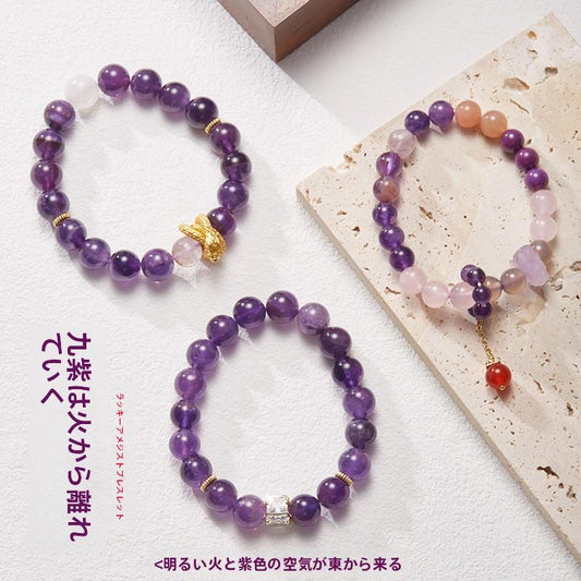 Nine Purple Fire Bracelet for Women Amethyst Purple Phantom Design Crystal Gemstone DIY Bracelet Collection
