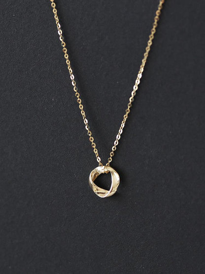 All-over S925 Sterling Silver Gold-plated Necklace for Women Mobius Elegant Versatile Pendant Beautiful Simple Collarbone Chain