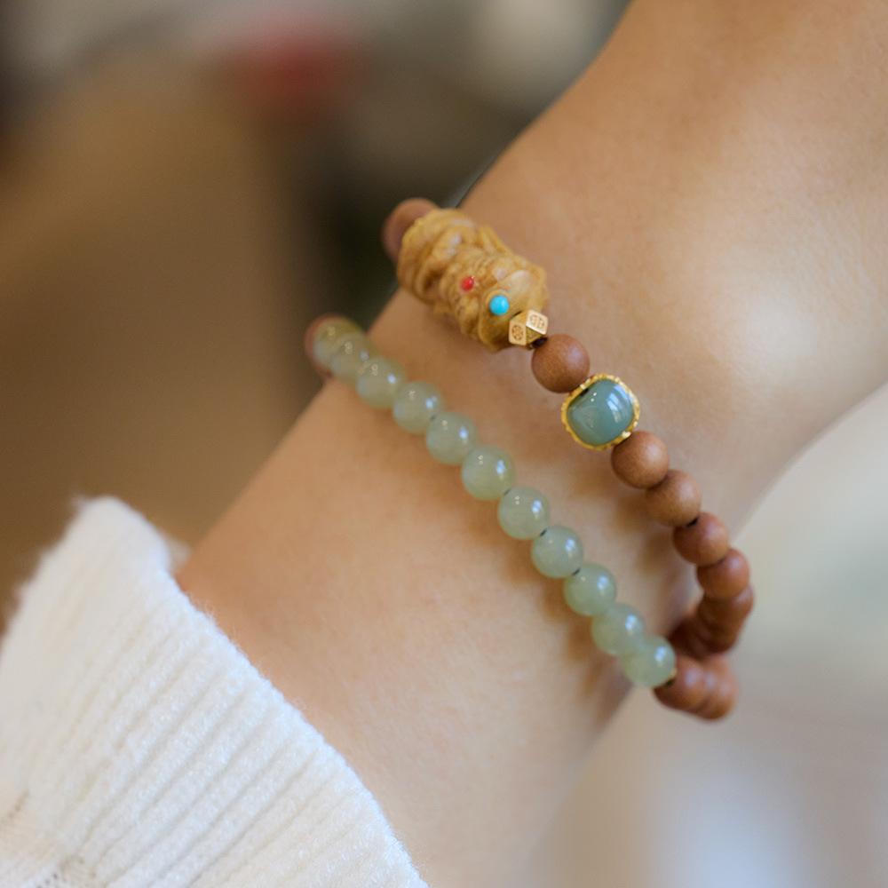 Natural Milk Fragrance Sandalwood Barbie Sandalwood Bracelet Zakiram Hetian Jade High-end Bracelet