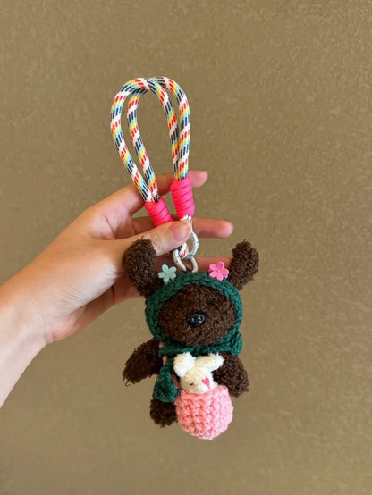 Cute Ugly Long-Eared Teddy Puppy Bag Pendant Keychain Car Hanging Decoration Gift for Girls