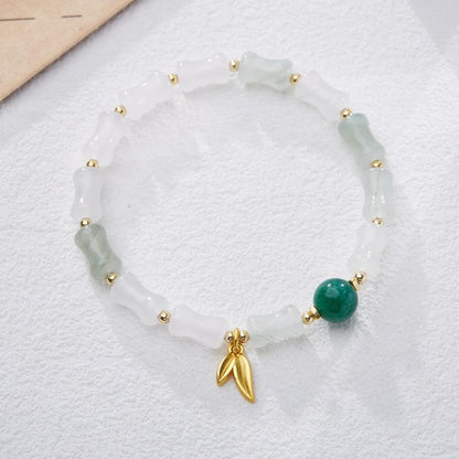 Natural Tianshan Green Bamboo Knot Bracelet Bamboo Knot Wealthy Endless Gold Silk Jade High-end Bracelet Gift for Best Friend
